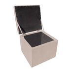 Puff Baú Decorativo 51x51 Suede Bege - Majú Decor