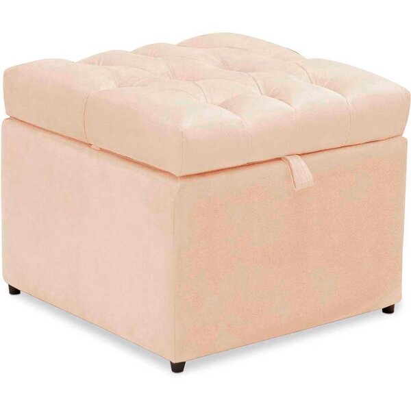 Puff Baú Decorativo Mali - Casa Chick Suede Marfim