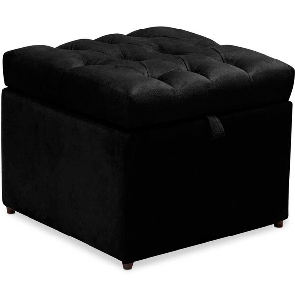 Puff Baú Decorativo Mali - Casa Chick Suede Preto
