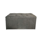 Puff Baú Decorativo Mimo 90x45x45 Cm - Suede Cinza