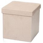 Puff Baú Desmontável Para Sala Quarto Suede Bege 38x38 M01 -