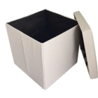 Puff Baú Desmontável Para Sala Quarto Suede Preto 38x38 M01 -