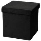 Puff Baú Desmontável Para Sala Quarto Suede Preto 38x38 M01 -