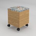 Puff Baú Estofado Ca31 Com Rodízios Freijó/ladrilho - Dalla C