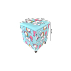 Puff Baú Infantil Unicórnio Com Rodízios - Azul