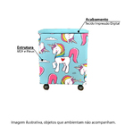 Puff Baú Infantil Unicórnio Com Rodízios - Azul