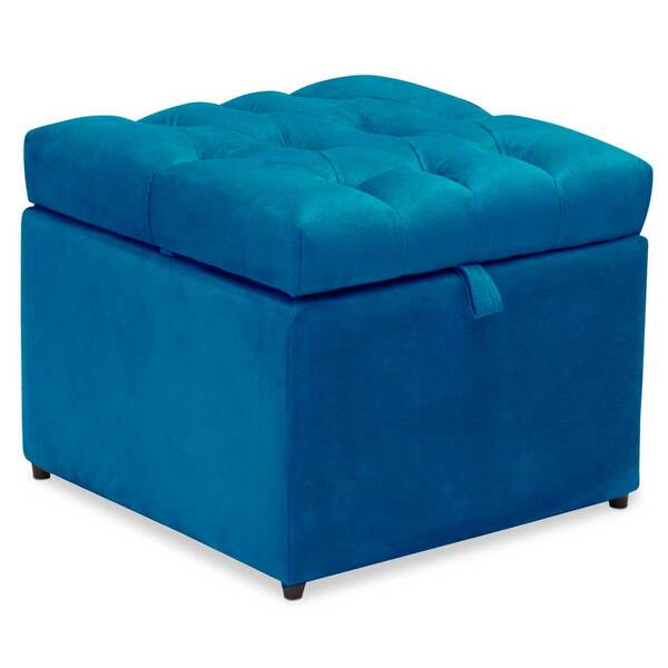 Puff Baú Mali Animale Azul Arte Das Cabeceiras