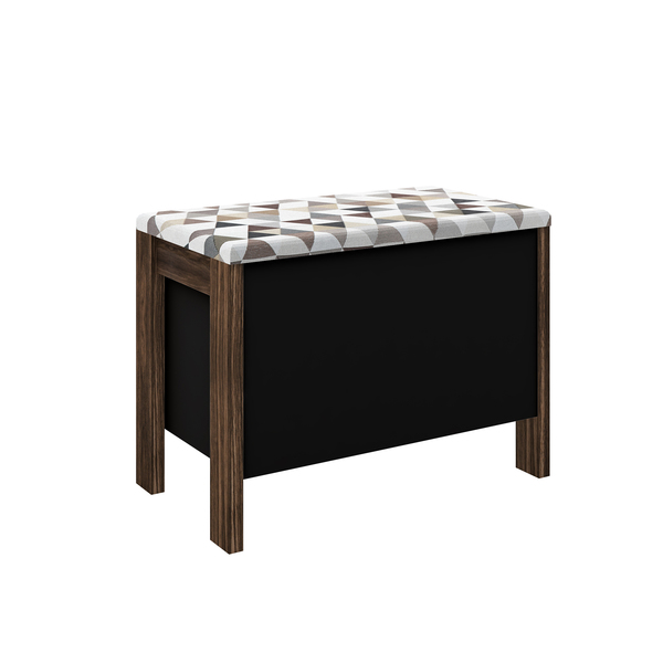 Puff Baú Multiuso 48X65X35,5cm Madeira Preto e Nogal TecnoMobili