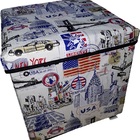 Puff Baú Organibox 36x39x36 Estampa:eua