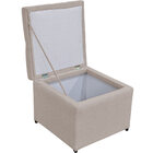 Puff Baú Porta Objetos L02 Capitonê 48x48 Cm Linho Bege - Lya