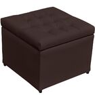 Puff Baú Porta Objetos L02 Captonê 48x48 Cm Corino Marrom - L
