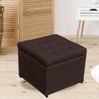 Puff Baú Porta Objetos L02 Captonê 48x48 Cm Corino Marrom - L