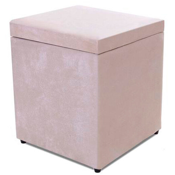 Puff Baú Porta Objetos Suede Bege 40x40cm Bf Colchões