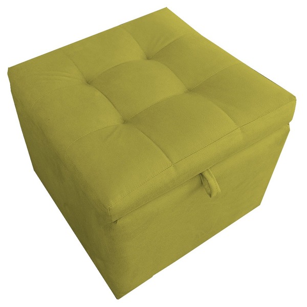 Puff Baú Porta Suitte Objetos 45x45x45cm Amarelo