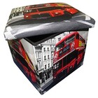 Puff Bau Porta Treco Vintage Retro Dobravel  Com Assento Lond