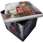 Puff Bau Porta Treco Vintage Retro Dobravel  Com Assento Lond