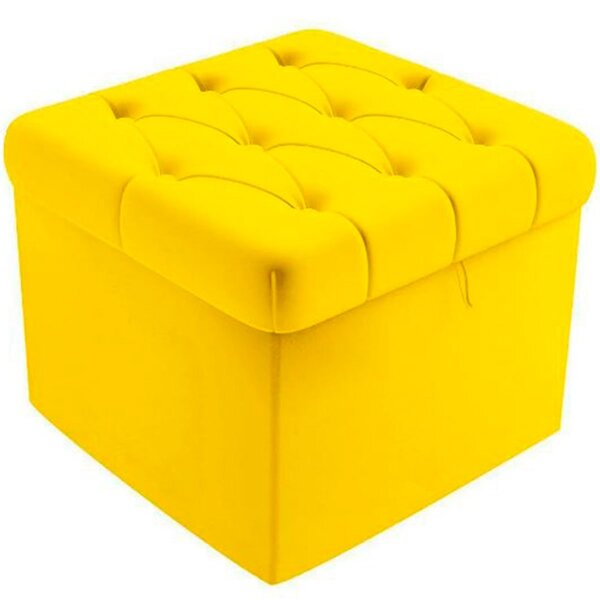 Puff Baú Quadrado Sapateira Decorativo Captonê Mali  Suede Am