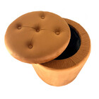Puff Baú Redondo Guarda Objeto Decorativo Terracota Suede
