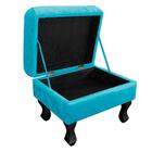 Puff Baú Retrô Luis Xv Suede Azul Turquesa D´rossi
