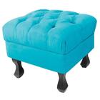 Puff Baú Retrô Luis Xv Suede Azul Turquesa D´rossi