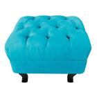 Puff Baú Retrô Luis Xv Suede Azul Turquesa D´rossi