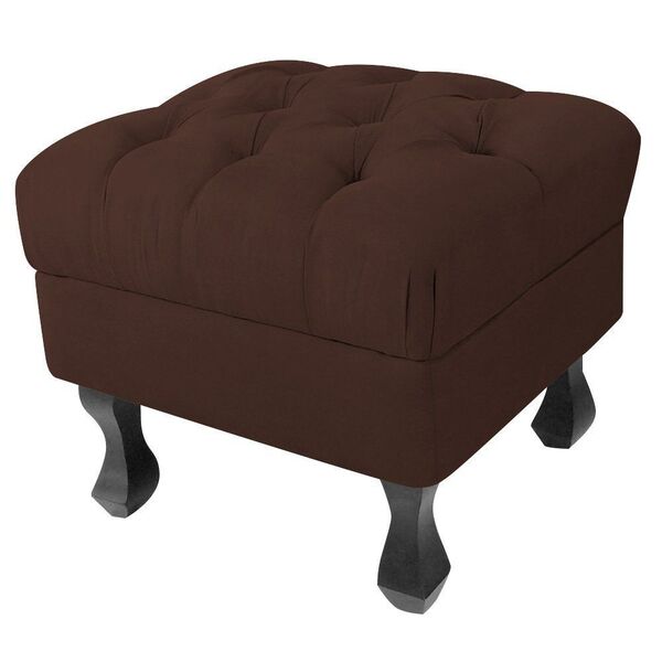 Puff Baú Retrô Luis Xv Suede Marrom - D'rossi
