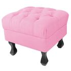 Puff Baú Retrô Luis Xv Suede Rosa Bebê - D'rossi