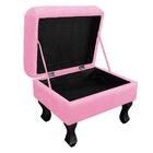 Puff Baú Retrô Luis Xv Suede Rosa Bebê D´rossi