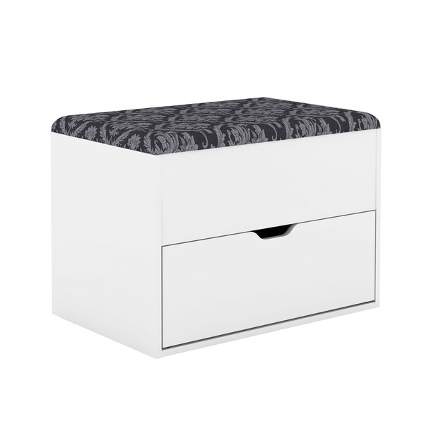 Puff Baú Sapateira 1 Gaveta Pu2051 Branco/tecido 369 - Tecno