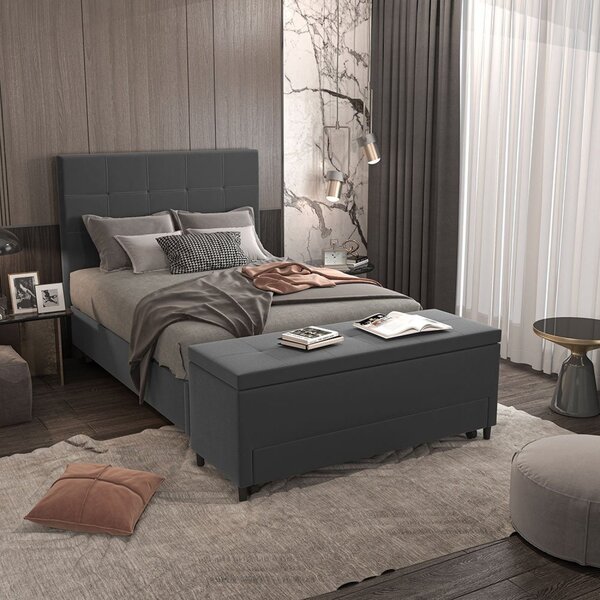 Puff Baú Sapateira Casal 138x50x48cm Móveis Digital Suede Cin