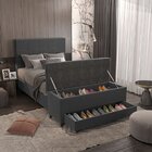 Puff Baú Sapateira Casal 138x50x48cm Móveis Digital Suede Cin