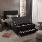 Puff Baú Sapateira Casal 138x50x48cm Móveis Digital Suede Pre