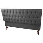 Puff Baú Sapateira Estofada Bia 90 Cm Suede Cinza Escuro