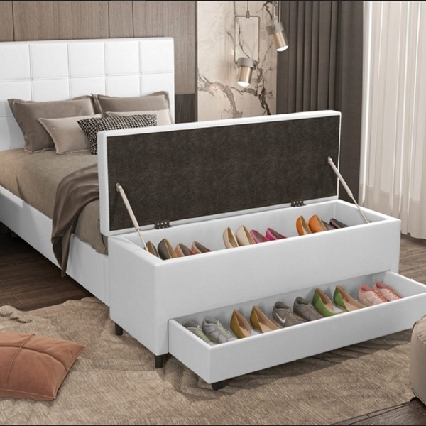 Puff Baú Sapateira King 193x50x48 Cm - Móveis Digital - Coran