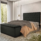 Puff Baú Sapateira Recamier Casal Londres 140 Cm Veludo  Velu