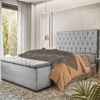 Puff Baú Sapateira Recamier Casal Londres 140 Cm Veludo  Velu