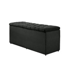 Puff Baú Sapateira Recamier King 195 Cm Veludo  Veludo Preto