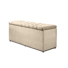 Puff Baú Sapateira Recamier Queem 160 Cm Suede  Suede Bege