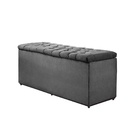 Puff Baú Sapateira Recamier Queem 160 Cm Suede  Suede Cinza