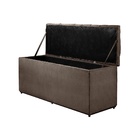 Puff Baú Sapateira Recamier Queem 160 Cm Suede  Suede Marrom