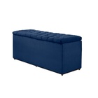 Puff Baú Sapateira Recamier Queem 160 Cm Veludo  Veludo Azul