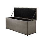 Puff Baú Sapateira Recamier Queem 160 Cm Veludo  Veludo Bege