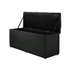 Puff Baú Sapateira Recamier Queem 160 Cm Veludo  Veludo Preto