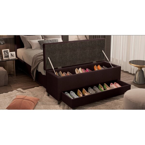 Puff Baú Sapateira Solteiro 96x50x48cm Móveis Digital Corano