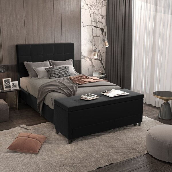 Puff Baú Sapateira Solteiro 96x50x48cm Móveis Digital Suede P