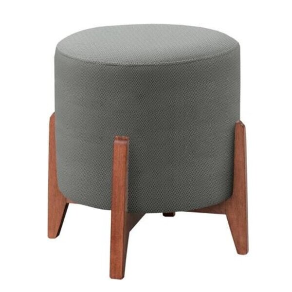Puff Benny Luxo Madeira Maciça Tecido Veludo Premium Cinza