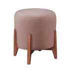 Puff Benny Luxo Madeira Maciça Tecido Veludo Premium Rose