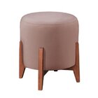 Puff Benny Luxo Madeira Maciça Tecido Veludo Premium Rose