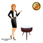 Puff Berlim Corano Branco Com Corano Marrom Pés De Ferro Marr