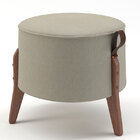 Puff Blake - Amendoa / Couro Natural Marrom / Areia